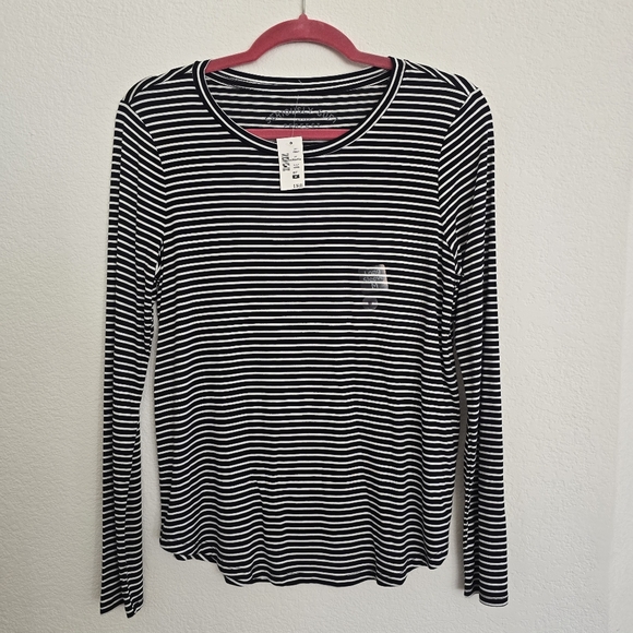 NEW Aeropostale Long Sleeve Seriously Soft Striped Crew T-Shirt Tee Medium - Picture 2 of 6